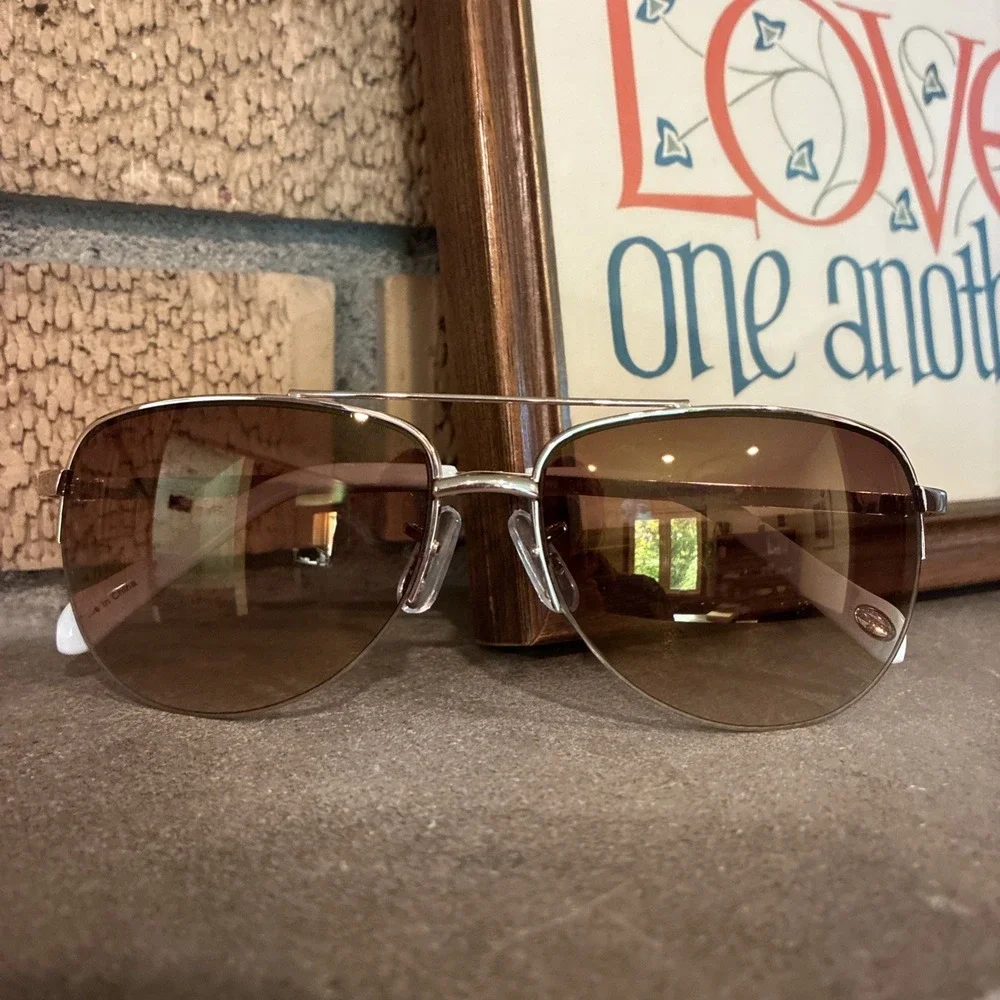 Fossil Aviator Sunglasses Gold MS38017 Polarized PreOwned NoScratches unisex